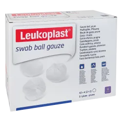 Leukoplast® wattenbol gaas & Leukoplast® wattenpreparaat gaasje Steriel wattenstaafje met röntgencontrastdraad | ter grootte van een walnoot | 3000 Stück